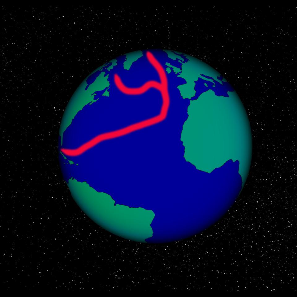 Atlantic meridional overturning circulation (AMOC), illustration.