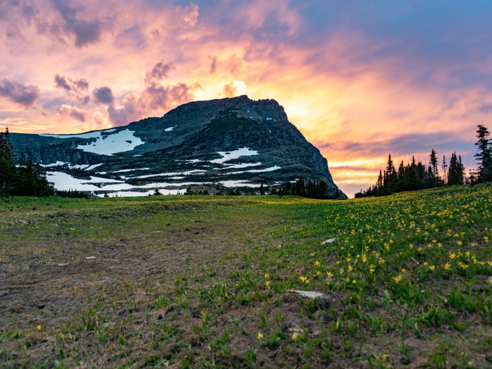 Mountain at Rogers Pass in Glacier National Park in Montana.