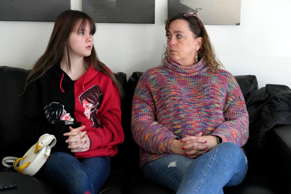 Lisa Wanninger of Batavia has been trying to get her daughter, Gwen Caudill 14,  help on and off for years as she struggles with depression, anxiety and self-harm. Together, they’ve found that dialing down social media, keeping focused on a school outside of the brick-and-mortar school Gwen went to before and expressing feelings have helped with her daughter’s health. There is a mental health crisis nationwide among youth, and teenage girls have been struggling in particular.