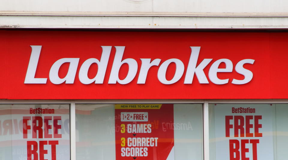 PAIGNTON, DEVON, UNITED KINGDOM - 2019/08/10: Ladbrokes betting shop seen in Devon. (Photo by Keith Mayhew/SOPA Images/LightRocket via Getty Images)