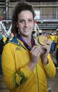 London 2012 Olympic athlete Brittany Elmslie arrives at Sydney Airport Wednesday August 15, 2012 . (AAP Image/Mick Tsikas) NO ARCHIVING