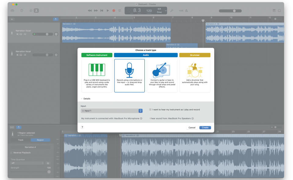 screenshot of GarageBand 