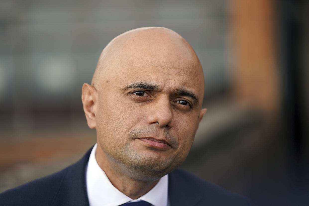 Health Secretary Sajid Javid during a visit to the Bournemouth Vaccination Centre, in Bournemouth, Dorset. Picture date: Wednesday August 4, 2021.