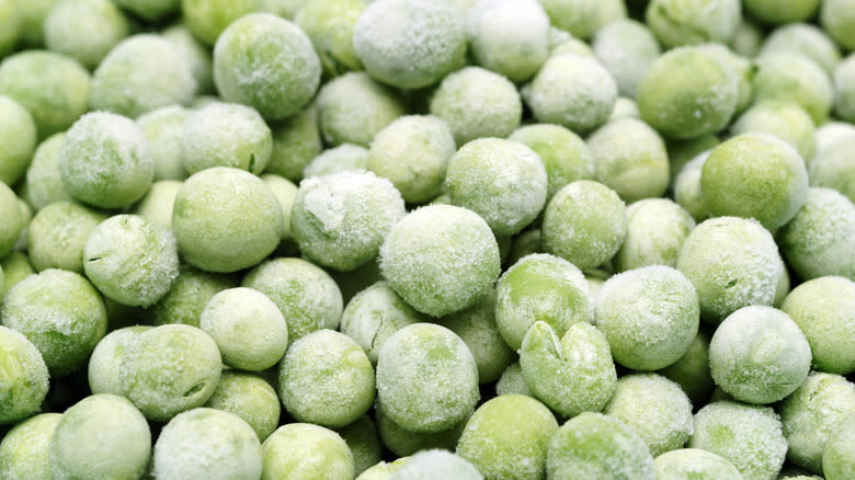 Close-up of frozen peas