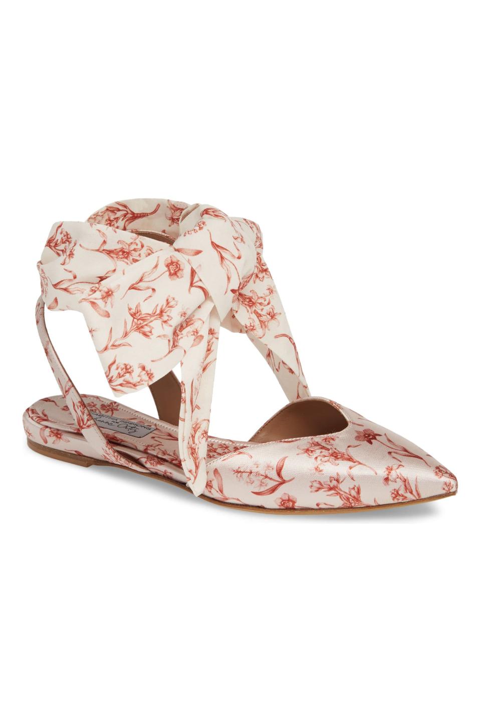 Vera Floral Ankle Wrap Flats