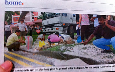 Ang Mo Kio residents get free rice after freak accident. (AFP file photo)