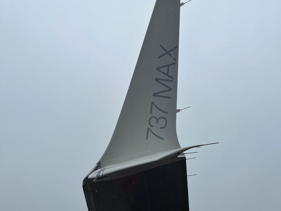 The winglet on the 737 MAX 10 tesbed at the airshow.