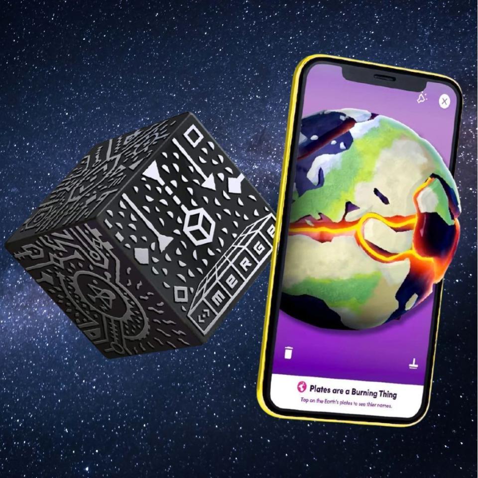 The Merge cube is an innovative toy that, whenever it's pointed at a tablet or phone, uses augmented reality in order to let kids explore objects like dinosaur bones and plant cells using their hands. The app, which requires a monthly subscription, contains over 100 different interactive science simulations for tactile learning experience.You can buy the Merge cube from Amazon for $25.