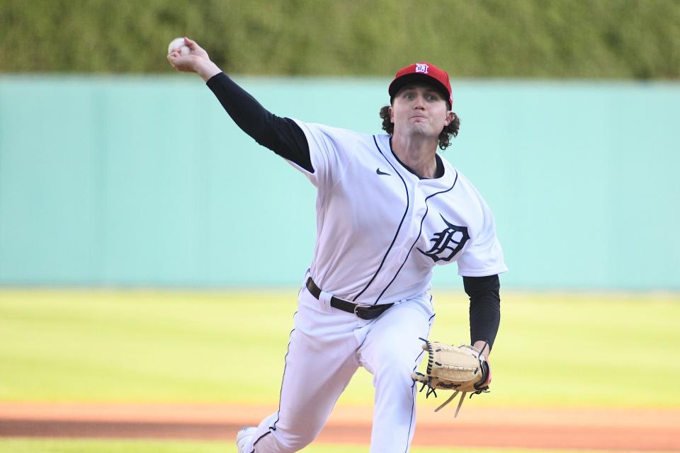 Detroit Tigers starting pitcher Casey Mize (12) pitches the ball during the first inning July 2, 2021 against the Chicago White Sox at Comerica Park.