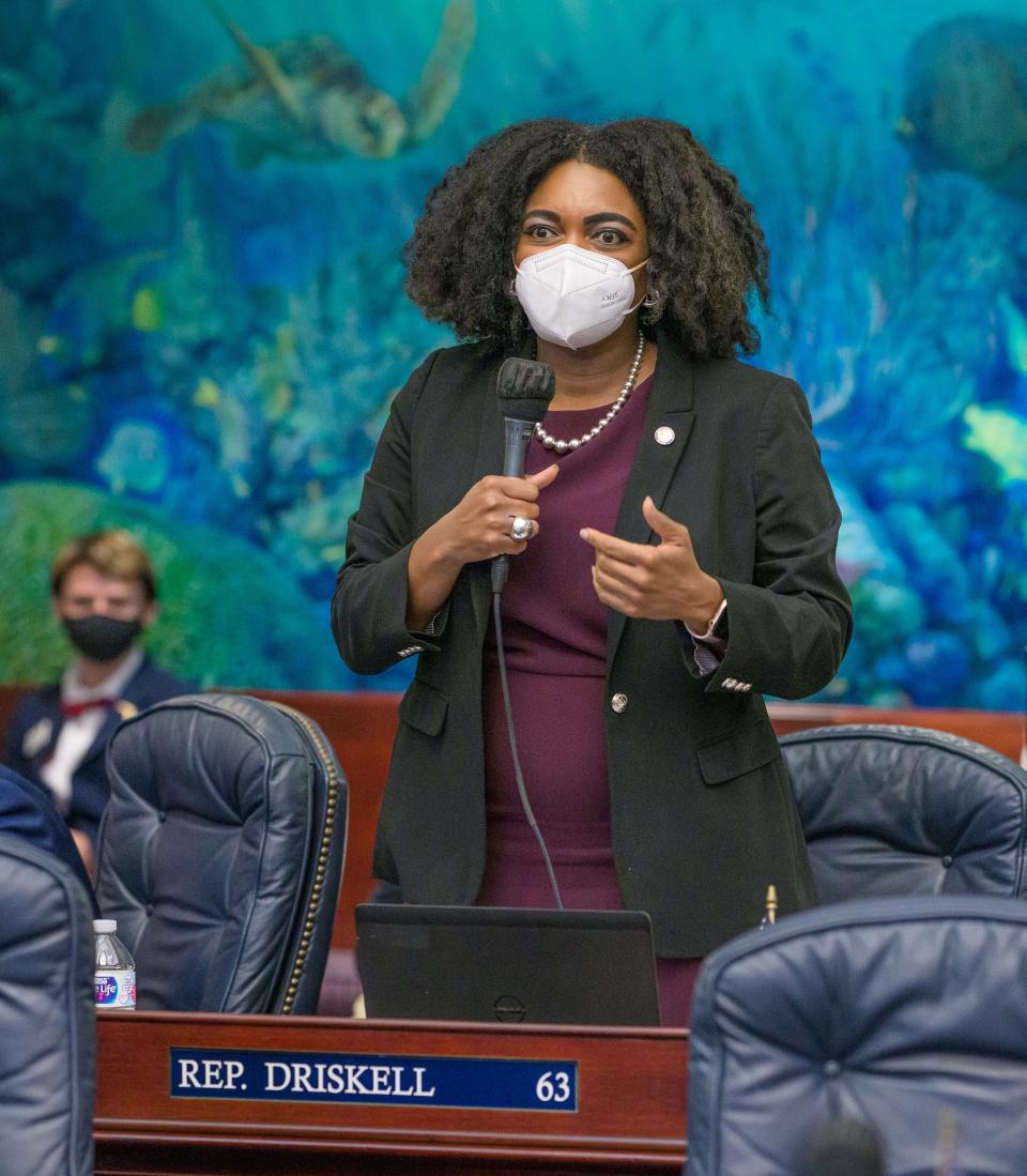 Rep. Fentrice Driskell speaks in the Florida House chamber during the 2021 session.