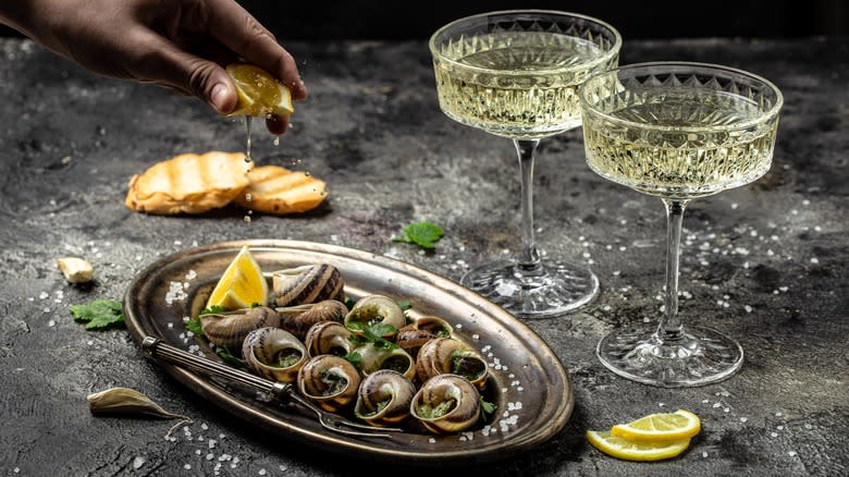 Escargots and wine