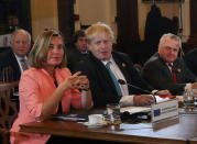 Acting U.S. Secretary of State John J. Sullivan, Britain's Foreign Secretary Boris Johnson and High Representative for the European Union's Foreign Affairs Federica Mogherini attend the opening foreign ministers meeting from G7 countries in Toronto, Ontario, Canada April 22, 2018. REUTERS/Fred Thornhill