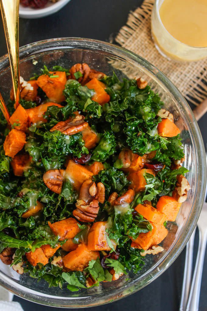 Spicy Roasted Sweet Potato and Kale Salad