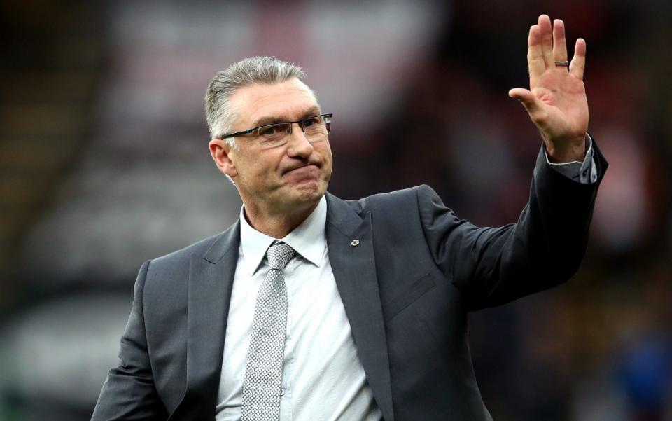 Nigel Pearson introduces himself to the Watford crowd - Getty Images Europe