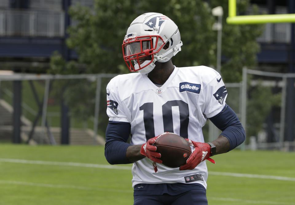 Josh Gordon practiced with the Patriots for the first time Wednesday. (AP Photo)