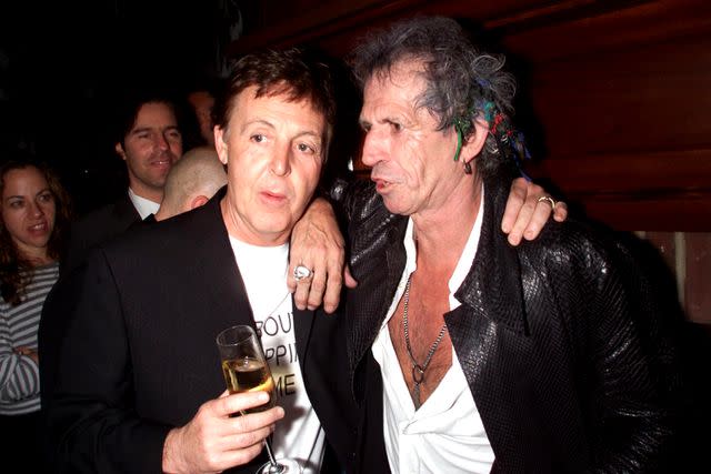 <p>Kevin Mazur/WireImage</p> Paul McCartney and Keith Richards in New York City in 2000