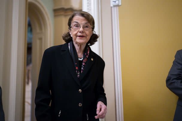 PHOTO: Sen. Dianne Feinstein arrives for the Senate Democratic Caucus leadership election at the Capitol in Washington, D.C., Dec. 8, 2022. (J. Scott Applewhite/AP, FILE)