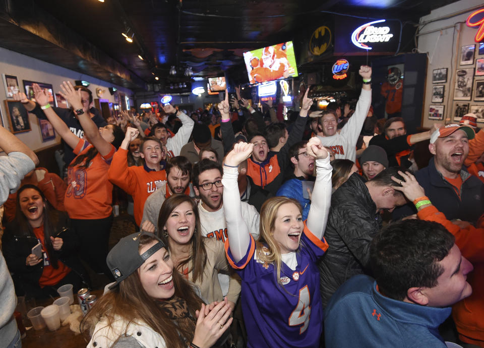 There may be more alcoholic drinks consumed than usual if Clemson makes the national title game. (AP Photo/Rainier Ehrhardt, File)