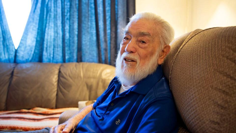 Tanilo Sandoval sits in a recliner chair at his home, less than half a mile from Hero Street, in East Moline, Ill. (Zamone Perez/Staff)