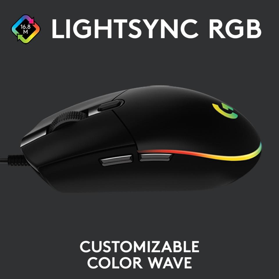 Logitech G203 Lightsync RGB Wired Gaming Mouse With 8K Sensor-Black (wired mouse). (Photo: Shopee SG)