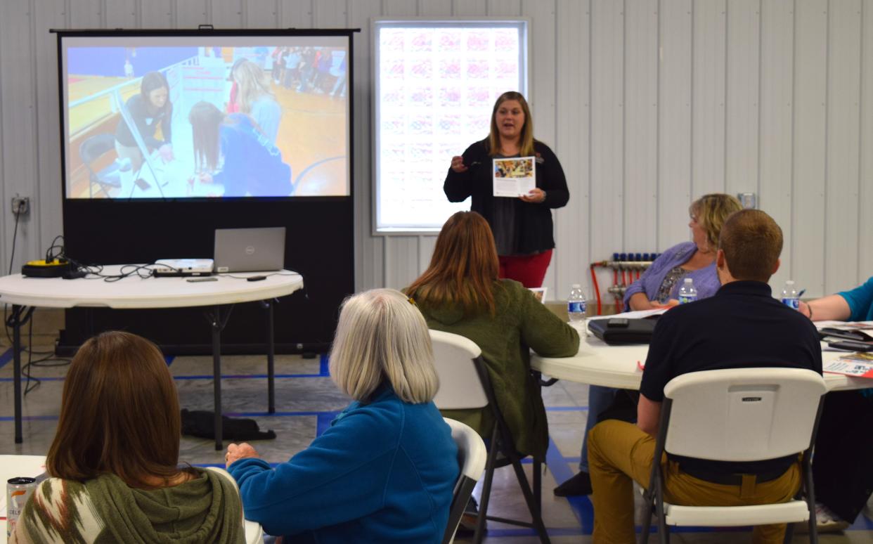OSU Extension 4-H Educator Ella Lorentz shared updates and program information at the 2024 spring meeting recently at the Baker Building at Harvest Ridge.