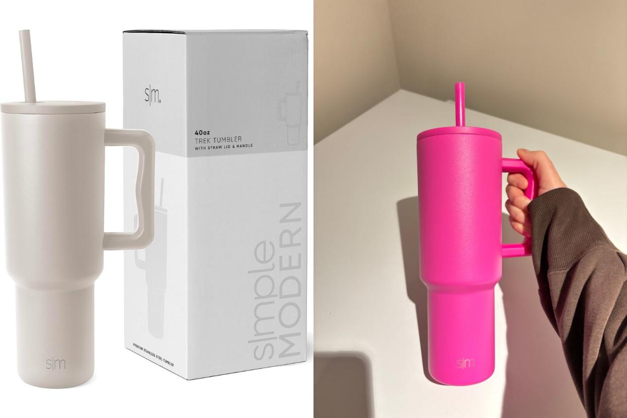 someone holding the simple modern tumbler from Amazon 