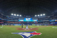 A general view of a closed dome at Rogers Centre as the Toronto Blue Jays face the Houston Astros during a baseball game in Toronto on Wednesday, June 7, 2023. (Andrew Lahodynskyj/The Canadian Press via AP)
