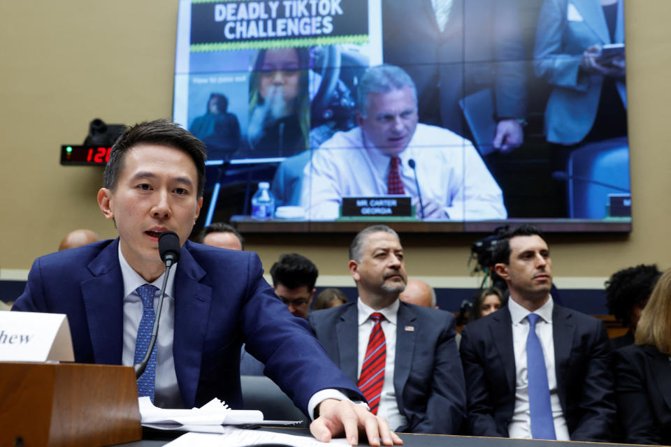 TikTok Chief Executive Shou Zi Chew testifies before a House Energy and Commerce Committee hearing entitled 