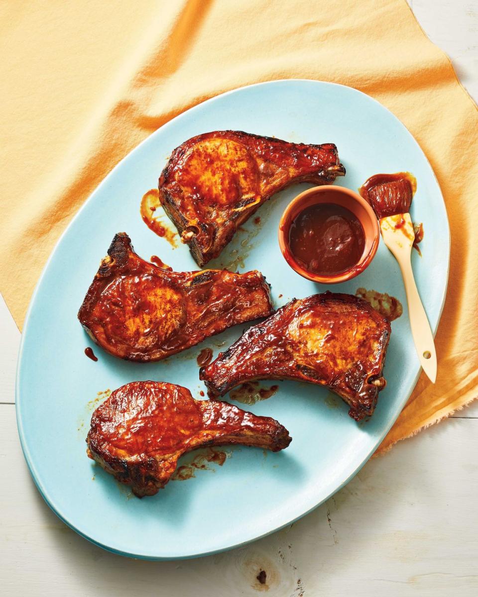 Air Fried Bourbon BBQ-Glazed Pork Chops