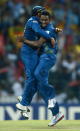 COLOMBO, SRI LANKA - OCTOBER 07: Ajantha Mendis of Sri Lanka celebrates with captain Mahela Jayawardene after dismissing Chris Gayle of the West Indies during the ICC World Twenty20 2012 Final between Sri Lanka and the West Indies at R. Premadasa Stadium on October 7, 2012 in Colombo, Sri Lanka. (Photo by Gareth Copley/Getty Images)