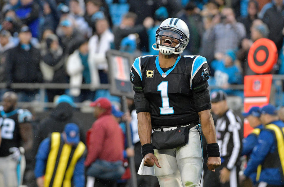 Cam Newton, all smiles. At the moment. (Getty)