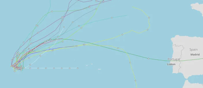 Spaghetti models for Hurricane Danielle as of 11 a.m. Sept. 2, 2022.