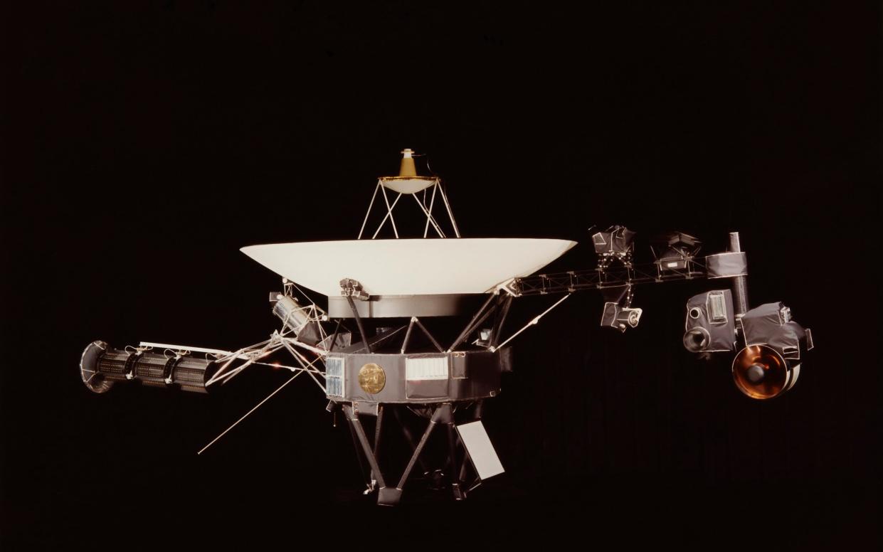 A NASA image of one of the Voyager space probes. Voyager 1 and its identical sister craft Voyager 2 were launched in 1977 to study the outer Solar System and eventually interstellar space.