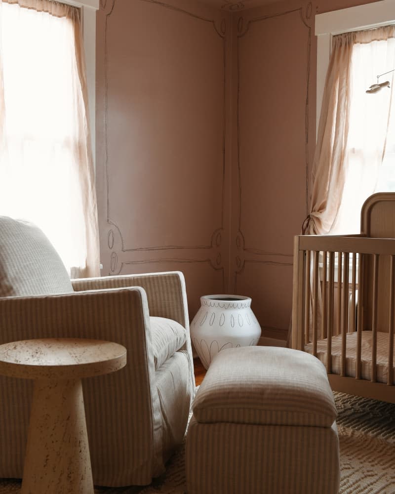 Armchair in newly designed nursery.