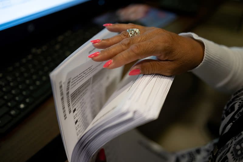 FILE PHOTO: Primary election ballots are recounted, in Lancaster