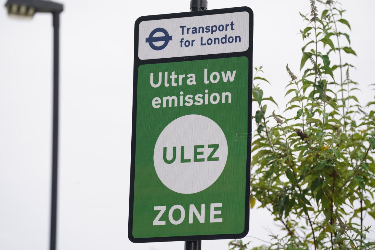 London Mayor Sadiq Khan plans to expand the Ulez boundary to include all London boroughs from August 29 but faces a legal challenge in the High Court (Lucy North/PA) (PA Wire)