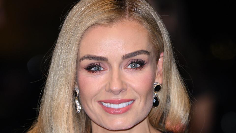 Katherine Jenkins wearing a pink glittery dress