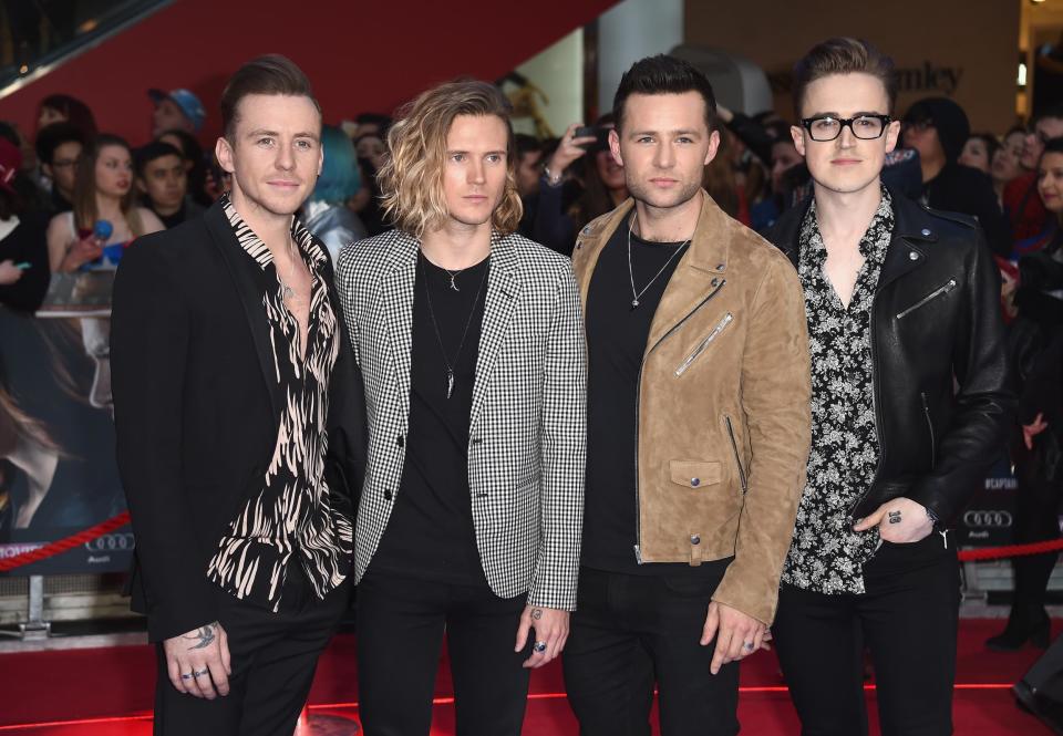 Reunited: Jones with Dougie Poynter, Harry Judd and Tom Fletcher (Ian Gavan/Getty Images)