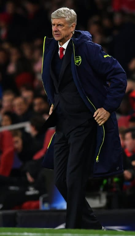 Arsenal's French manager Arsene Wenger watches his players from the touchline during the UEFA Champions League Group A football match between Arsenal and Ludogorets Razgrad on October 19, 2016