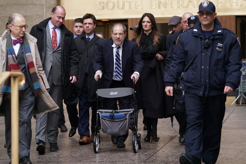 Film producer Harvey Weinstein departs New York Criminal Court during his ongoing sexual assault trial in the Manhattan borough of New York City