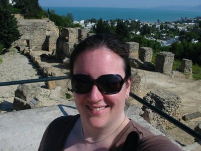 Me in Carthage, Tunisia overlooking the Mediterranean Sea (and getting a sunburn!)