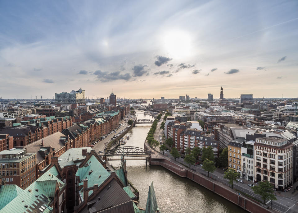 Aerial view of Hamburg, which replaced Sydney, Australia, in&nbsp;the top 10 in&nbsp;The Economist Intelligence Unit's livability ranking in 2016. The German city received a score of 95.