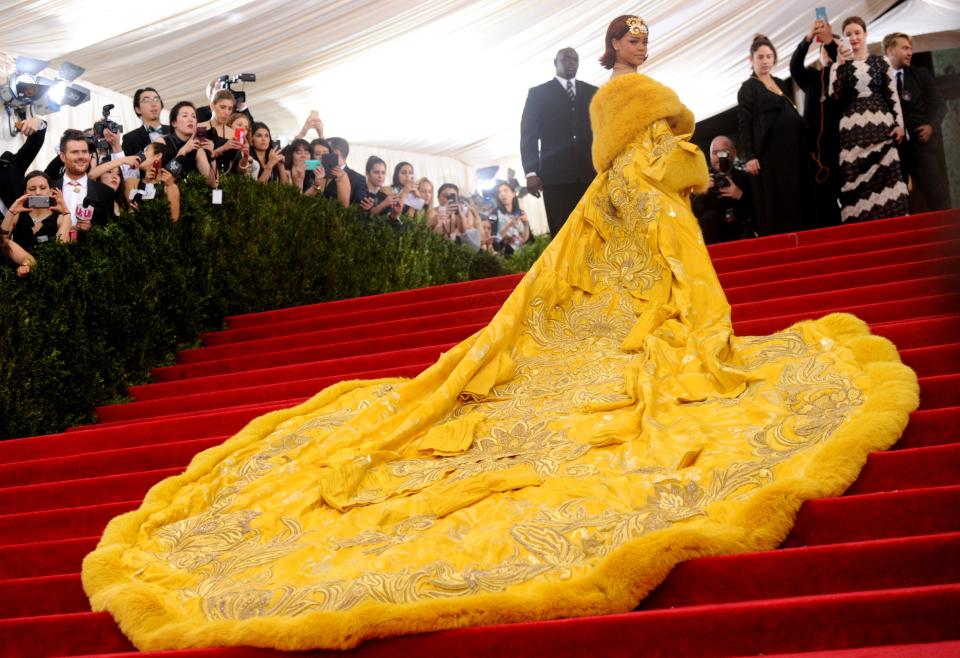 Rihanna's yellow Guo Pei gown at the 2015 Met Gala sparked a thousand memes and copycats at the time.