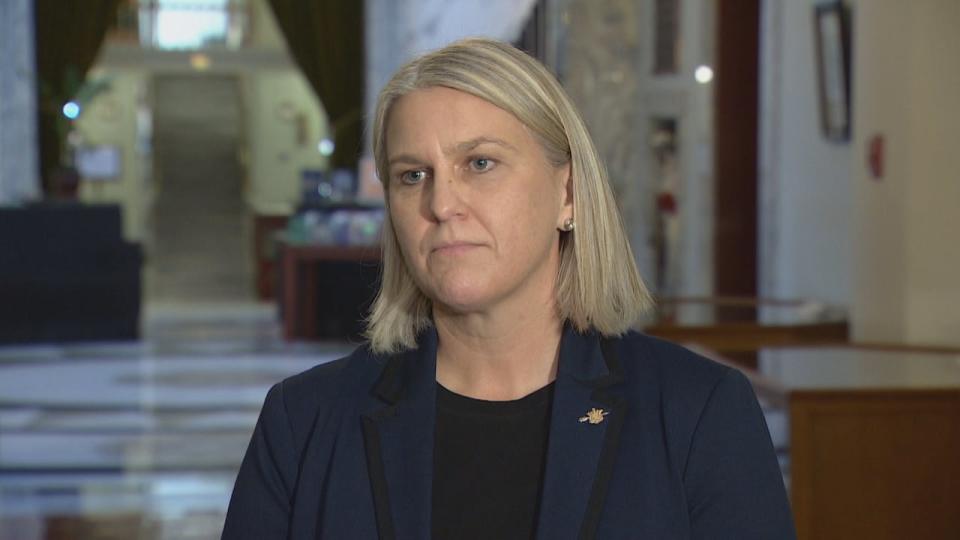 BC United MLA Elenore Sturko said her party rejects the idea of non-medical access to safer supply. Sturko spoke to reporters at the BC Legislature on Wednesday, Nov. 2, 2023.