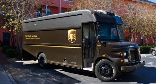 UPS delivery truck, Celebration, Florida, USA