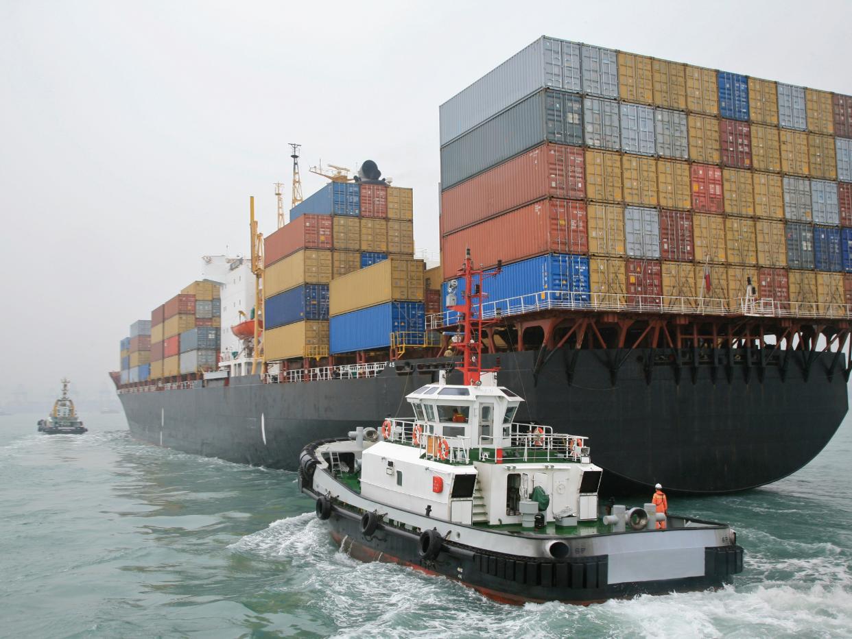 China cargo ship Hong Kong harbor