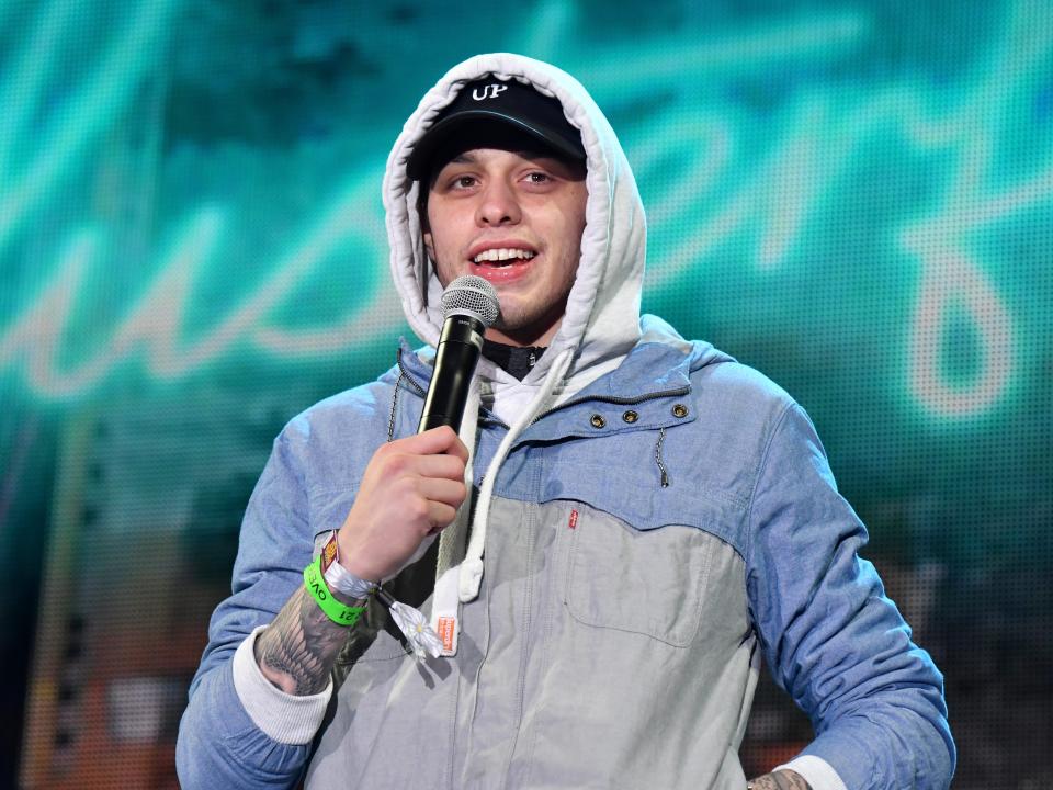 Pete Davidson performs onstage at the Colossal Stage during Colossal Clusterfest.