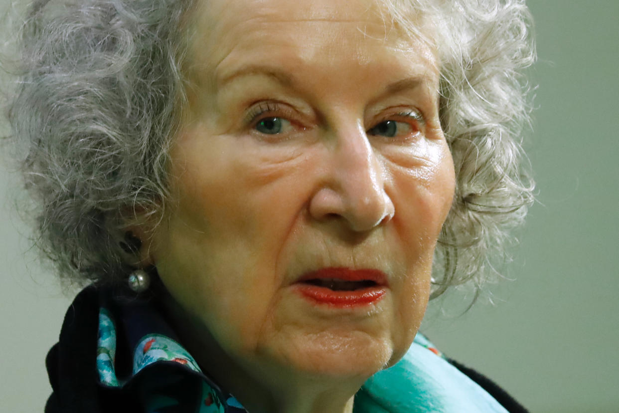 Canadian author Margaret Atwood gives a press conference following the release of her new book 'The Testaments' a sequel to the award-winning 1985 novel "The Handmaid's Tale" in London on September 10, 2019. (Photo by Tolga AKMEN / AFP)        (Photo credit should read TOLGA AKMEN/AFP/Getty Images)