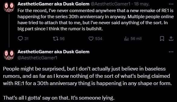 Dusk Golem no cree en los reportes recientes sobre Resident Evil