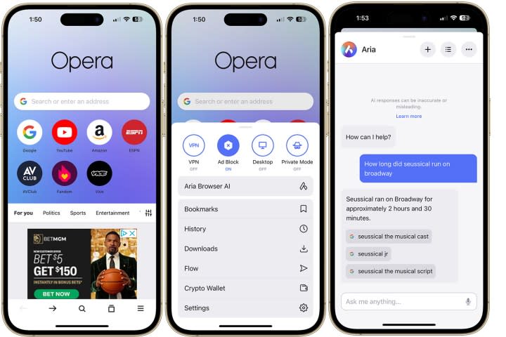 Opera browser for iPhone.